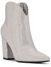 Nine West Jenn 2 Womens Rhinestone Pointed Toe Ankle Boots In Silver
