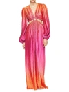 Jonathan Simkhai Jaelyn Ombre Plisse Cutout Maxi Dress In Tangerine Ombré