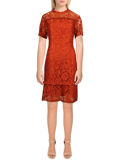 Nanette Lepore Womens Lace Knee Midi Dress In Red