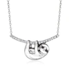 Ross-simons White And Black Diamond Sloth Necklace In Sterling Silver In Silver