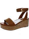 Franco Sarto Clemens Cor Womens Leather Ankle Strap Wedge Sandals In Brown