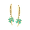 Ross-simons Emerald 4-leaf Clover Drop Earrings In 18kt Gold Over Sterling In Green