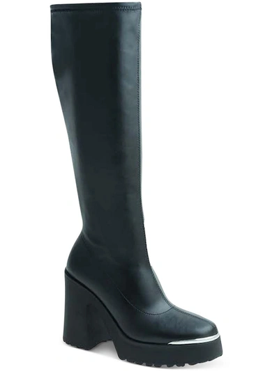 Wild Pair Killian Womens Faux Leather Side Zip Knee-high Boots In Black
