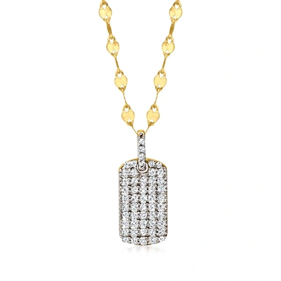 Ross-simons Diamond Dog Tag Pendant Necklace In 18kt Gold Over Sterling In Multi