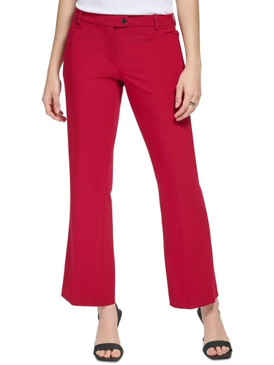 Calvin Klein Petites Womens Modern Fit Tapered Leg Dress Pants In Red