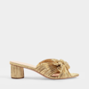 Loeffler Randall Emilia Pleated Knot Slide Sandals In Gold