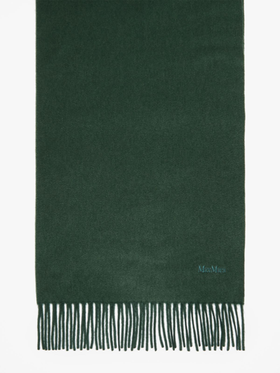 Max Mara Cashmere Stole With Embroidery In Dark Green