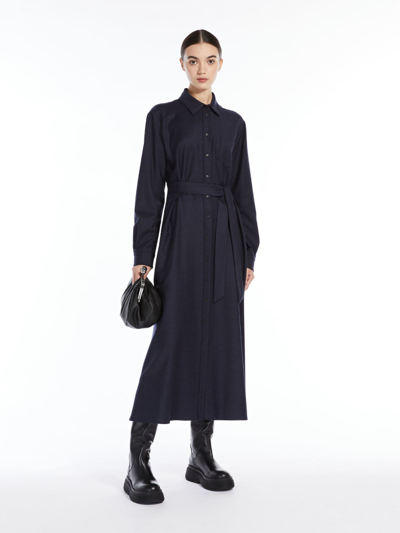 Max Mara Wool Flannel Dress In Ultramarine