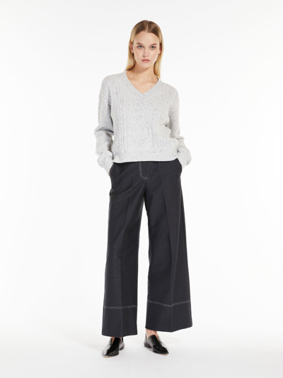 Max Mara Cropped Wool Knit Jumper In White