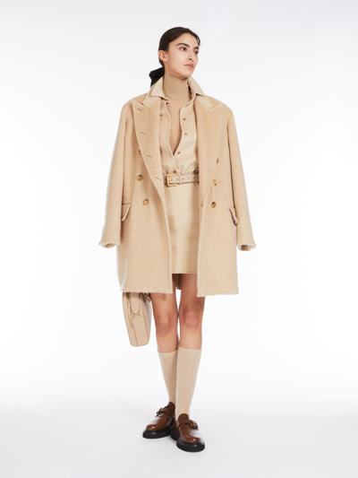 Max Mara Double-breasted Camel Colour Pea Coat In Neutral