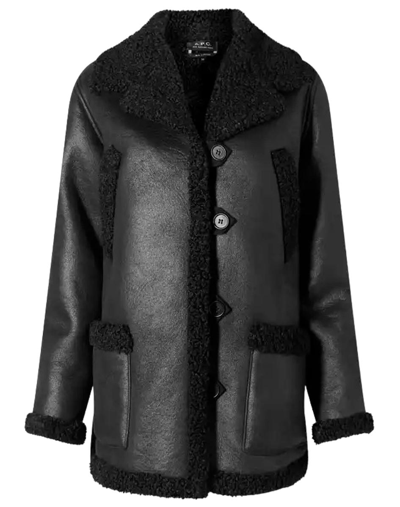 Apc Faux-leather Shearling Jacket In Black