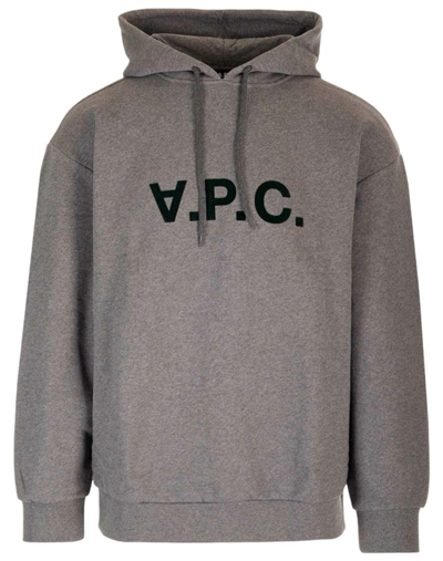 Apc Milo Logo-print Drawstring Hoodie In Grey