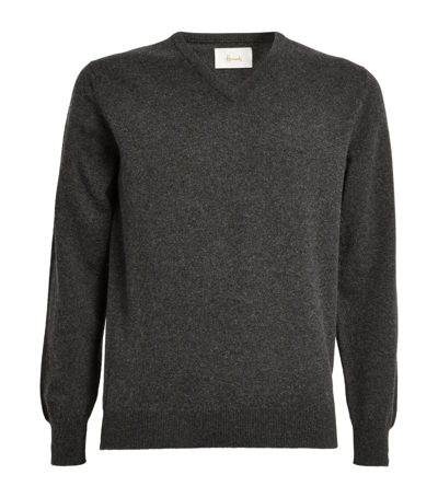 Harrods Cashmere V-neck Sweater In Grey