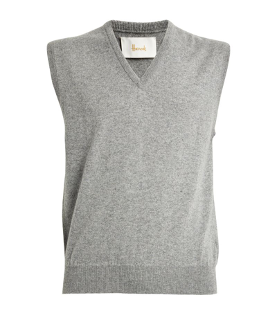 Harrods Cashmere V-neck Sweater Vest In Grey