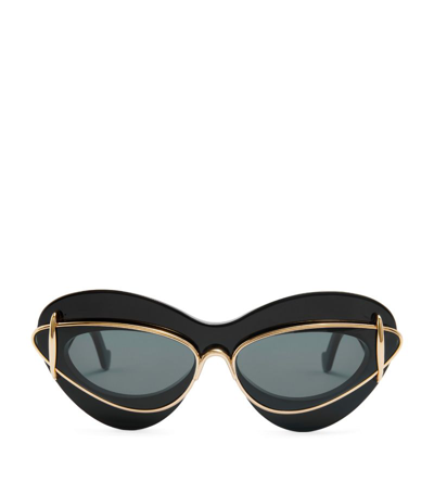 Loewe Double Frame Cat Eye Sunglasses In Black