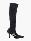 Diesel Eclipse D-eclipse Kbt Boots Black Denim Knee-high Boot With Logo - D-eclipse Kbt Boots In Black