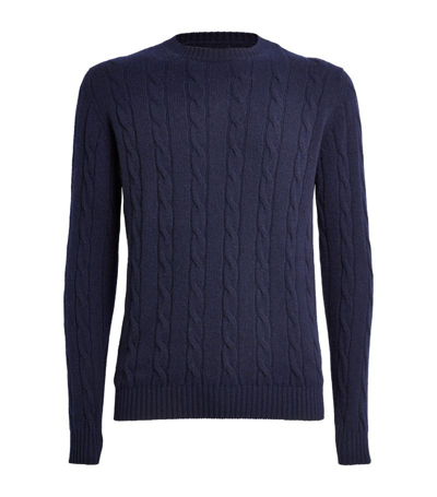 Harrods Cashmere Cable-knit Sweater In Navy