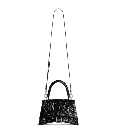 Balenciaga Small Leather Hourglass Top-handle Bag In Black