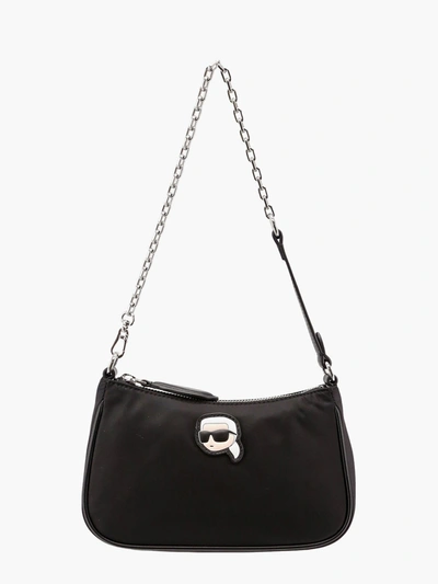 Karl Lagerfeld Leather Closure With Zip Shoulder Bags In Black