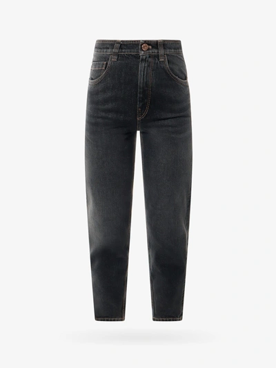 Brunello Cucinelli Button Detailed Tapered Jeans In Black