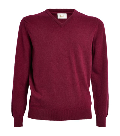 Harrods Cashmere V-neck Sweater In Burgundy
