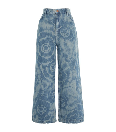 Triarchy Ms Bardot High-rise Cropped Wide-leg Jeans In Tie-dye Laser Med