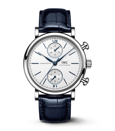 Iwc Schaffhausen Stainless Steel Portofino Chronograph Watch 39mm In White