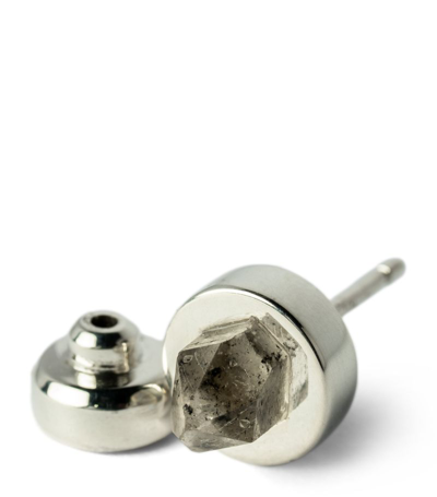 Parts Of Four Sterling Silver And Herkimer Single Stud Earring In Polished Sterling Silver