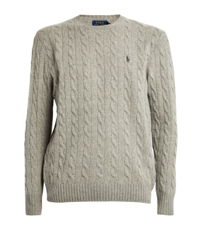 Ralph Lauren Wool-cashmere Cable-knit Sweater In Grey