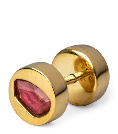 PARTS OF FOUR PARTS OF FOUR GOLD-PLATED STERLING SILVER AND RUBY SINGLE EARRING