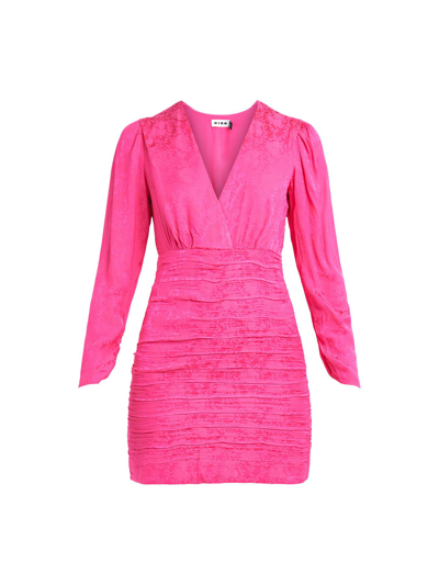 Rixo London Golden Ruched Satin-jacquard Mini Dress In Rennie Rose Jacquard Pink