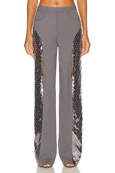 Lapointe Embroided Slit Trouser In Steel