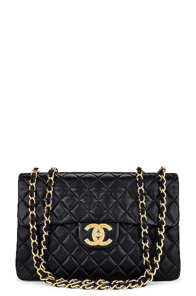 Pre-owned Chanel Lambskin Quilted Chain Flap Shoulder Bag In Black