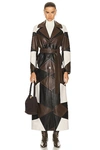 NOUR HAMMOUR SONJA EXTRA LONG BELTED PATCHWORK TRENCH COAT
