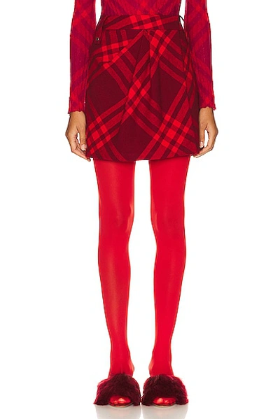 Burberry Plaid Pleated Mini Skirt In Red