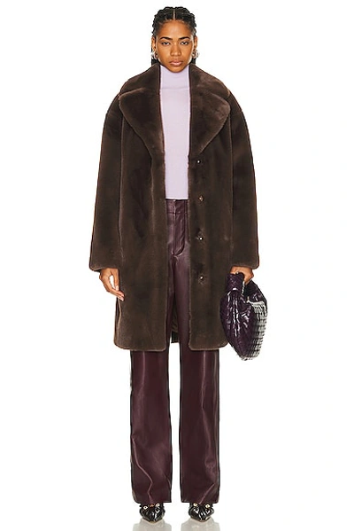 Stand Studio Camille Cocoon Coat In Ebony Brown