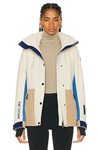 Moncler Hainet Belted Colorblock Snow Jacket In Sand Beige