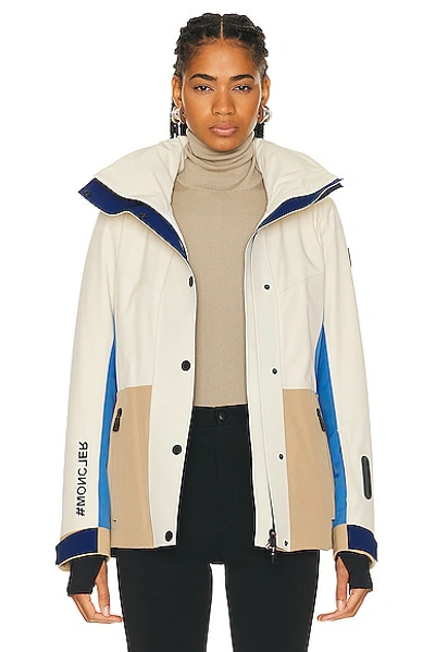 Moncler Hainet Belted Colorblock Snow Jacket In Multi