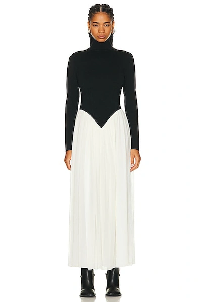 Chloé Women's Turtleneck Basque-waist Maxi Dress In Black White