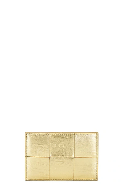 Bottega Veneta Cassette Card Holder In Gold