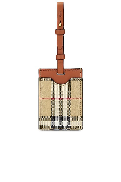 Burberry Patterned Luggage Tag In Archive Beige