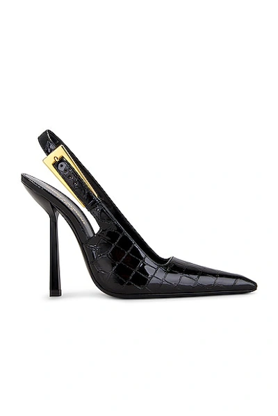 Saint Laurent Lee Slingback Pumps In Patent Leather In Nero