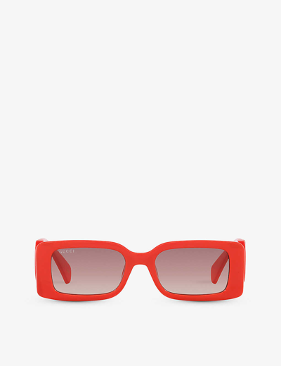 Gucci Eyewear Rectangle Frame Sunglasses In Red