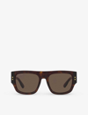 GUCCI GUCCI WOMEN'S BROWN GC002018 GG1262S RECTANGLE-FRAME ACETATE SUNGLASSES