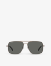 Gucci Womens Silver Gc002048 Gg1289s Rectangle-frame Metal Sunglasses In Silver