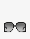 Gucci Womens Black Gc002056 Gg1326s Rectangle-frame Acetate Sunglasses In Black