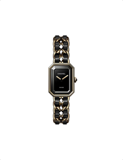 Pre-owned Chanel H6951 Première Édition Originale 18ct Yellow-gold, Steel And Leather Quartz Watch In Black