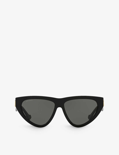 Gucci Flat-top Acetate Cat-eye Sunglasses In Black