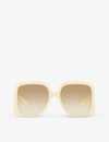 Gucci Interlocking-g Oversize-frame Sunglasses In White