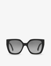 Gucci Womens Black Gc002027 Gg1300s Butterfly-frame Acetate Sunglasses In Black